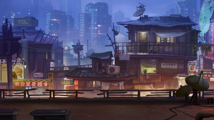 digital wallpaper wrecked town illustration art cityscape 2k