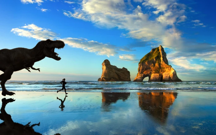 dinosaur and brown rock formation Microsoft Windows jogging 2k