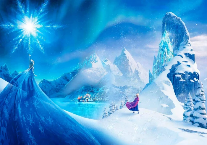 Disney Frozen Elsa and Anna wallpaper snow mountains the city 2k
