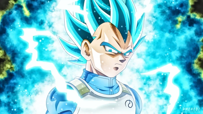 Dragon Ball Super Vegeta Saiyajin Blue cyan representation 2k