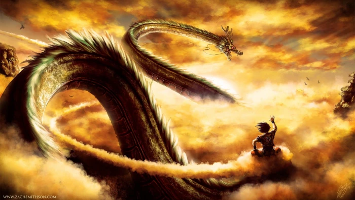 Dragon Ball Z Son Goku wallpaper Shenron sunset nature sky 2k