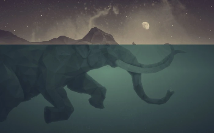 elephant illustration gray anime mammoths 2k