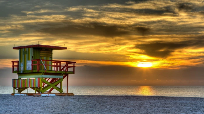 evening summer lifeguard tower united states usa florida 2k