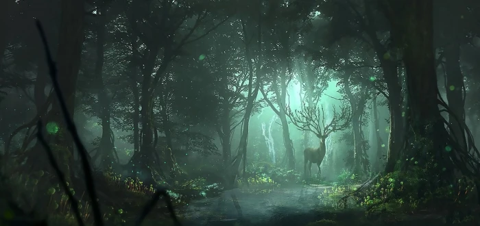 Fantasy Landscape Deer Forest tree plant beauty in nature 2k