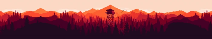 Firewatch ultra wide trees forest mountains tower artwork 2k 4k 5k