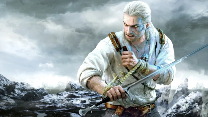 Geralt of Rivia The Witcher 3 Wild Hunt one person holding 2k