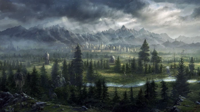 green pine trees digital art fantasy Total War Warhammer 2k