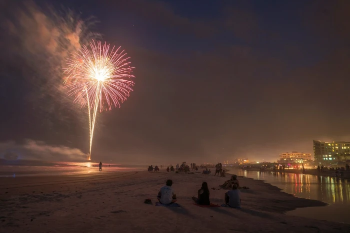 Jacksonville beach fireworks Independence Day Florida water 2k