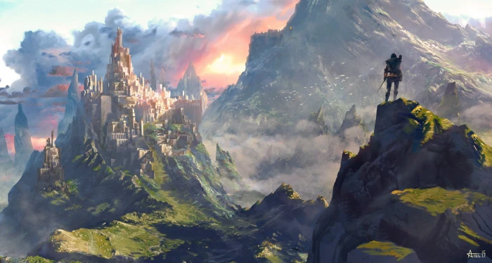 Legend of Zelda digital wallpaper artwork fantasy art mountain 2k