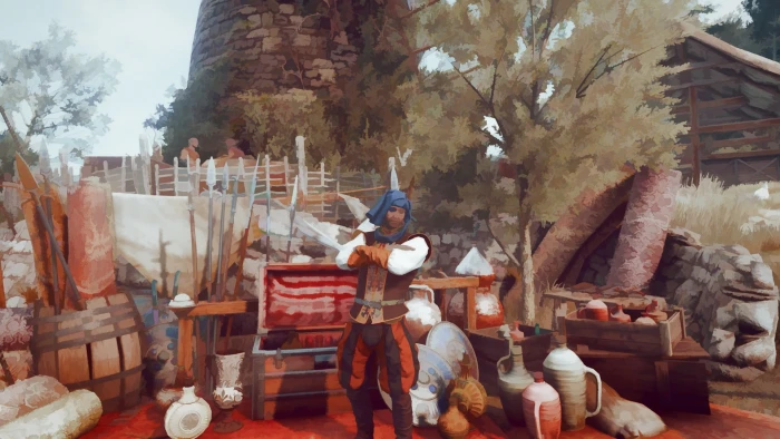 man in white and brown suit outdoor painting The Witcher 3 Wild Hunt 2k
