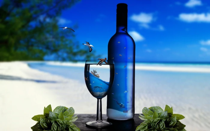 Marine Cocktail beach refresh drink bottle holiday and abstract 2k