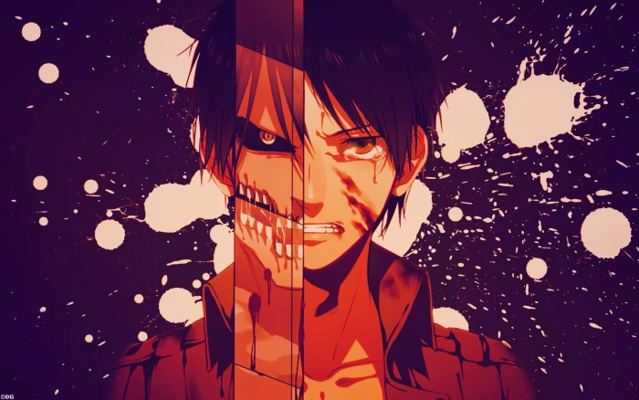 multicolored Attack on Titans digital wallpaper Titan Eren Jaeger 2k