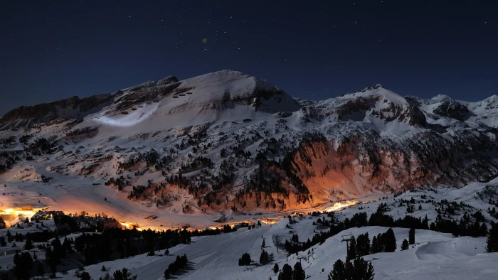 photo of mountain covered with snow hills mountains night 2k