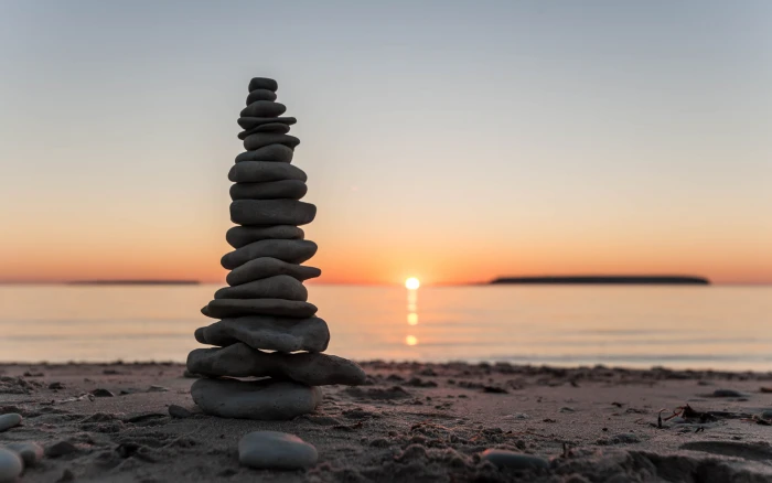 Rocks Stones Stacked Sunset Beach HD nature 2k