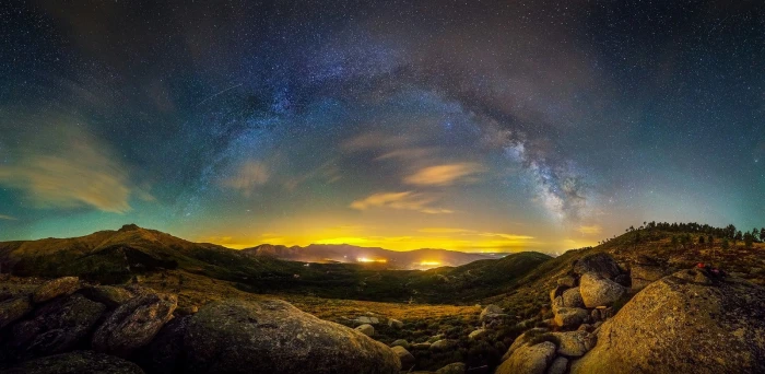 starfield and rock mountian nature landscape photography Milky Way 2k