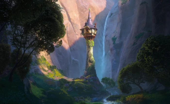 Tangled Castle Disney Rapunzel tower illustration Cartoons 2k