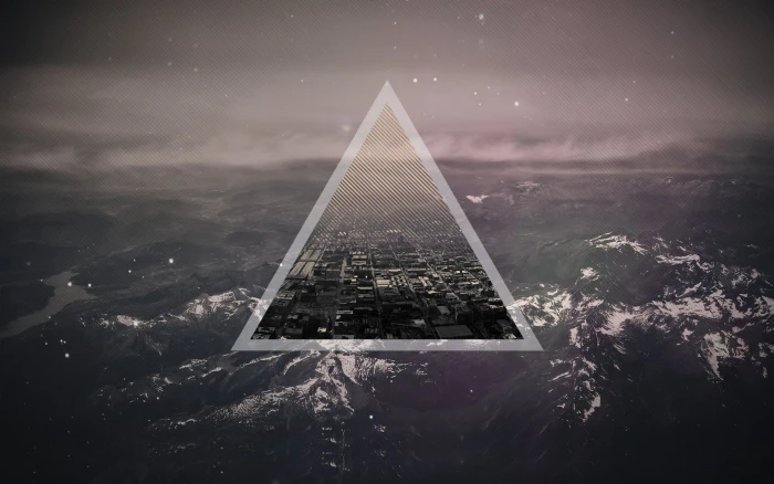 triangle logo wallpaper geometry photo manipulation mountains 2k