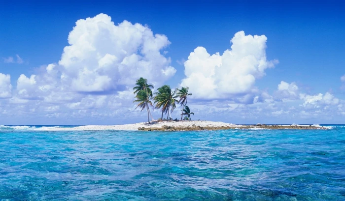tropical atolls sea clouds beach water nature landscape 2k