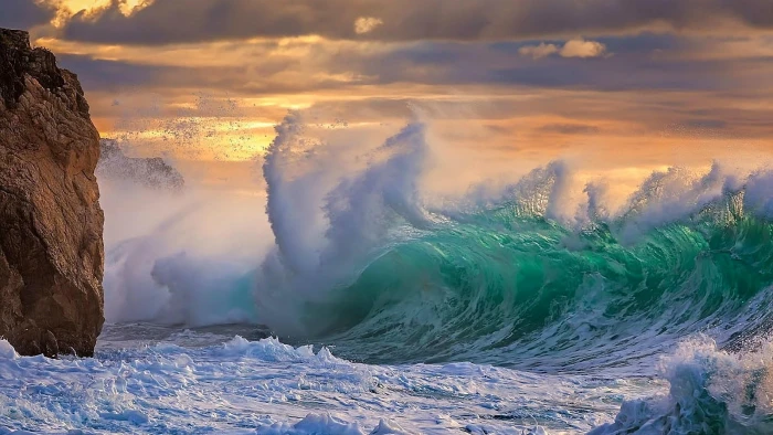 wave sky sea water wind ocean shore sunlight cloud 2k