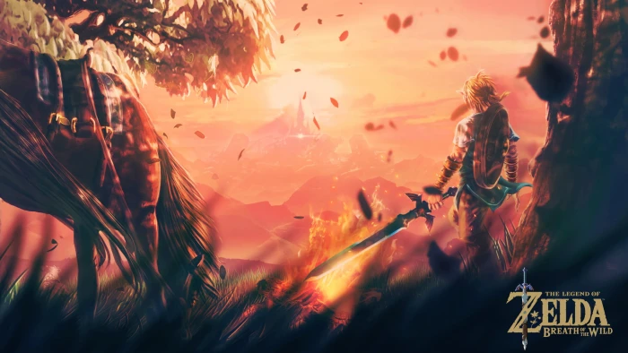 Zelda The Legend of Breath the Wild Link sunset 2k