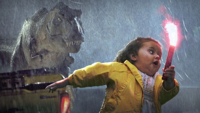 girl's yellow raincoat untitled humor memes dark Jurassic Park 2k