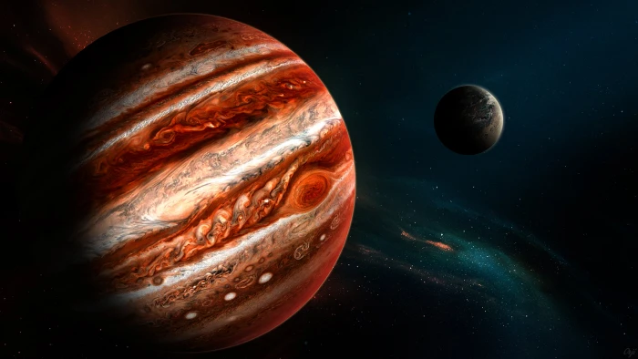 Jupiter planet fantasy art space astronomy star 2k