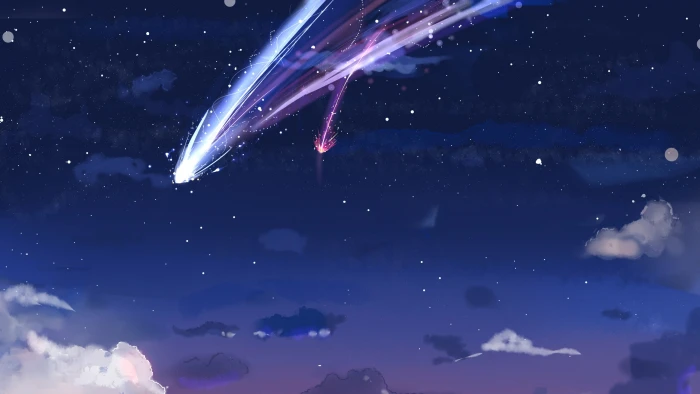 kimi no na wa your name stars clouds sky Anime night 2k