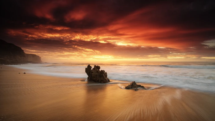 landscape sea beach water sky sunset scenics nature 2k