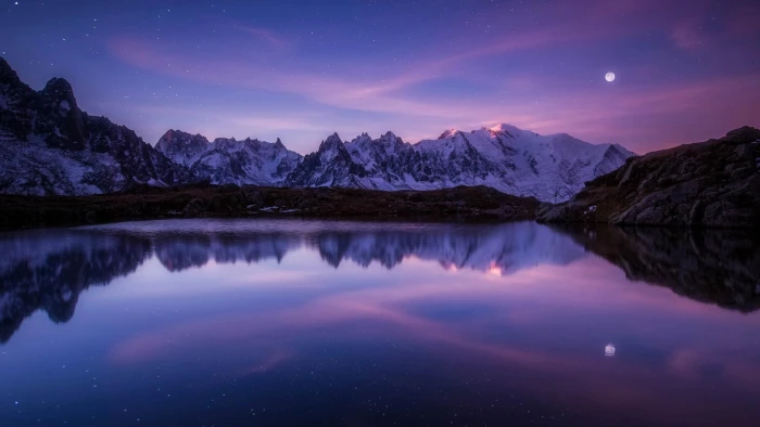 moonlight europe mont blanc france chamonix cheserys lakes 2k