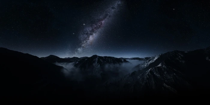 mountains dark landscape long exposure Milky Way galaxy 2k