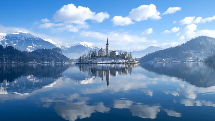 mount scenery bled castle europe slovenia julian alps 2k
