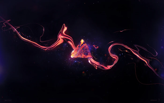 multicolored abstract illustration glowing red thing artwork 2k