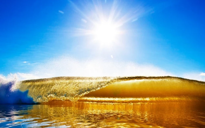 nature landscape gold waves sea coast beach Sun water