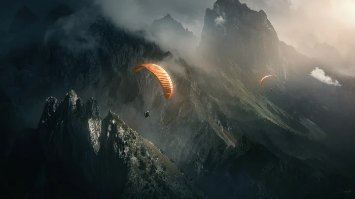 nature landscape mountains paragliding scuba 2k