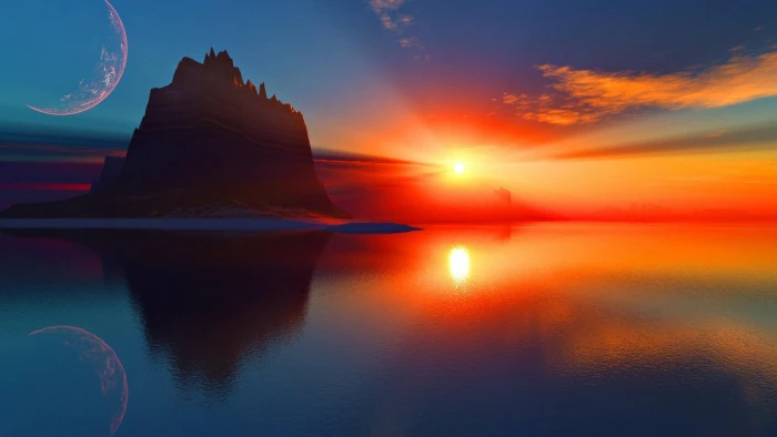 nature sun sunset sunrise sky silhouette star orange 2k