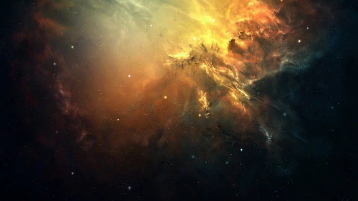 nebula yellow and black abstract painting stars digital art 2k