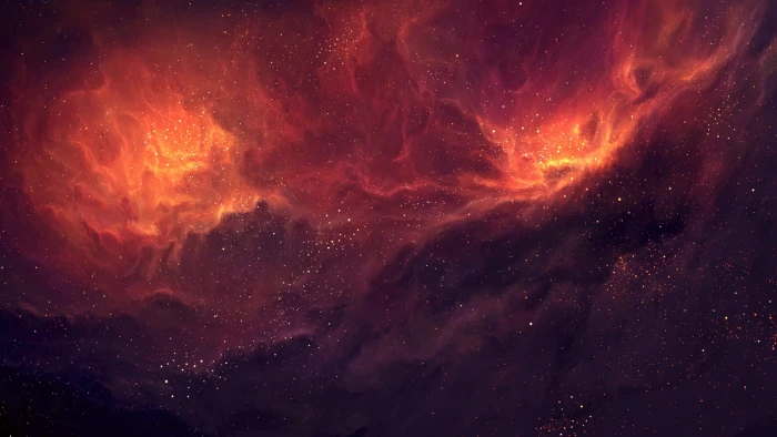 orange nebula wallpaper space artwork universe stars art 2k