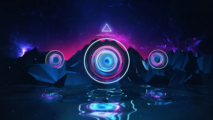 pink and blue digital wallpaper abstract Lacza art 2k