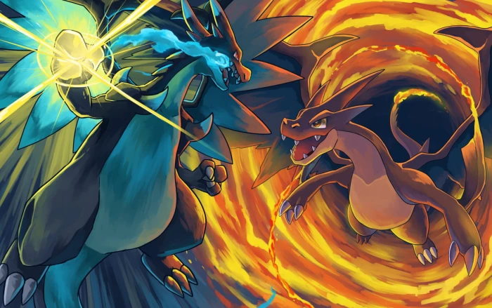Pokemon illustration Pok mon Charizard anime abstract backgrounds