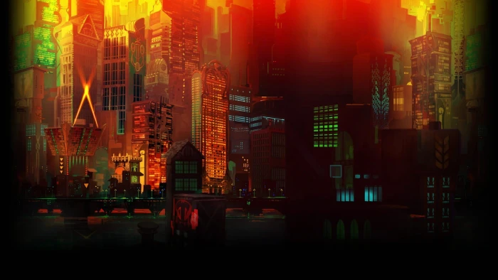 red and black cityscape painting landscape photography of city lights 2k