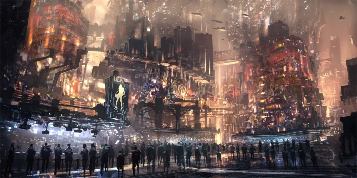 animated city wallpaper cyberpunk science fiction futuristic 2k