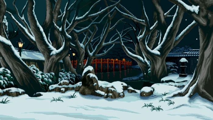 bare trees with snow wallpaper digital art pixel pixelated 2k