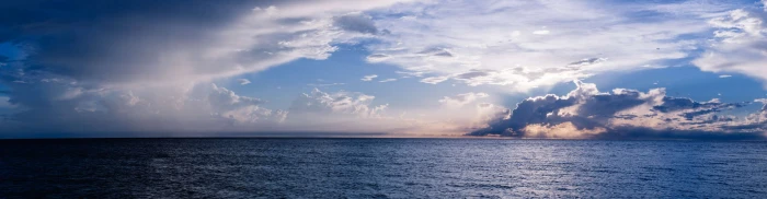 beach ocean panorama panoramic view sunset sky 2k 4k