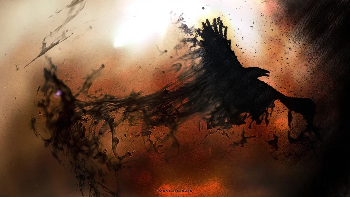 black bird illustration dark crow artwork smoke abstract 2k