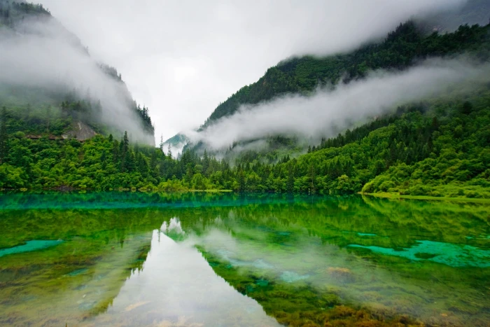calm body of water Jiuzhaigou Nature Reserve China lake clear 2k