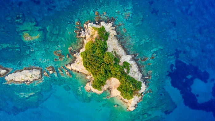 drone photography ocean sea view island aerial 2k