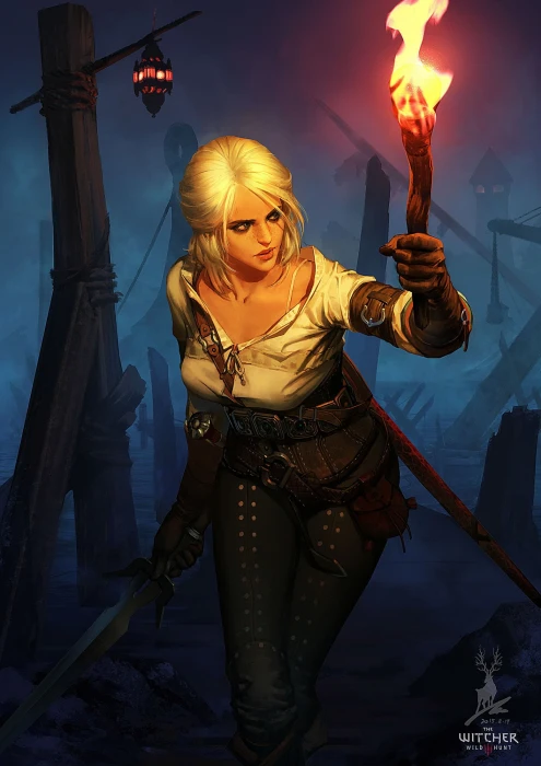 fantasy art the witcher ciri one person women illuminated