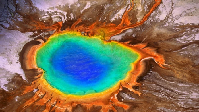 grand prismatic spring yellowstone national park nature 2k