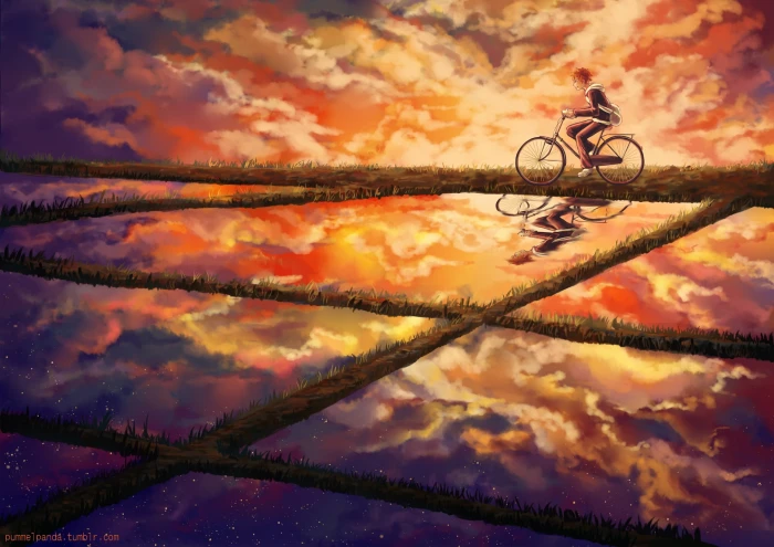 Haikyuu anime boys Hinata Shouyou sunset cloud sky 2k
