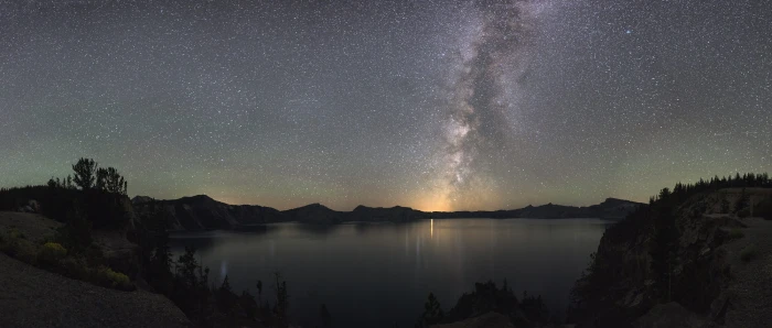 light dawn landscape sky astronomy cosmos crater lake national park 2k